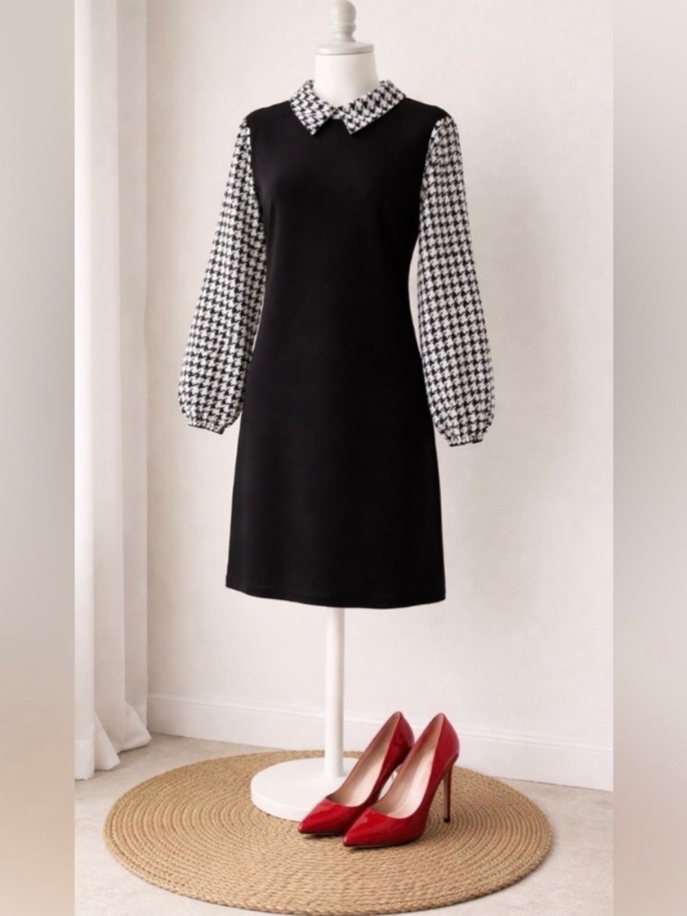 SHEIN Black & White Houndstooth Dress